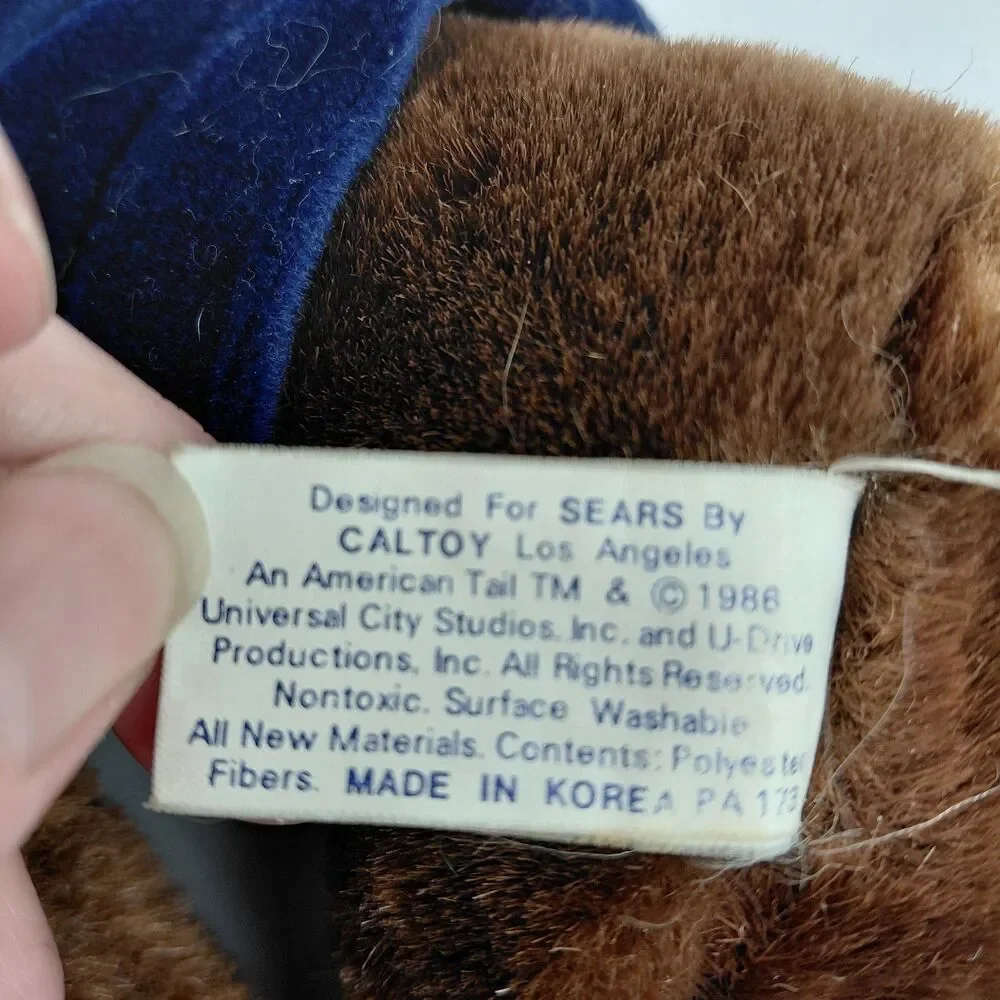 Vtg FIEVEL  An American Tail Stuffed Animal Plush 21”  Mouse Sears Korea